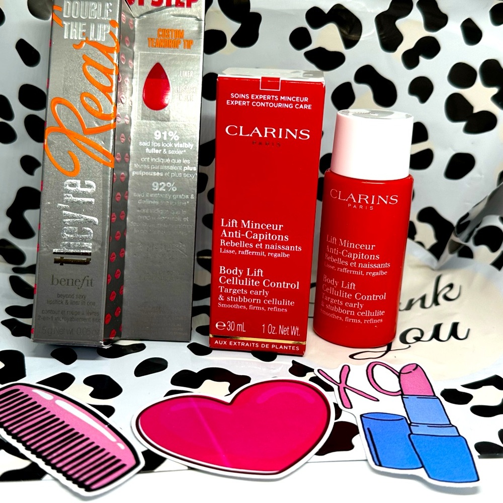 Bundle Clarins 30ML 1 oz Body Lift Cellulite Control and Benefit double the lip